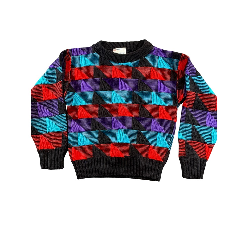 Vintage McKids McDonalds Sweater Kids Medium 5-6 Geometric Triangle Knit Retro